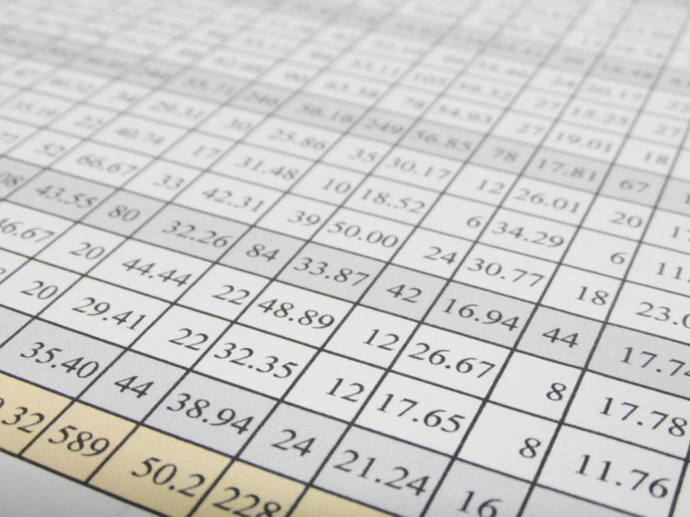 Download Free Stock Photo of Excel Data Table 