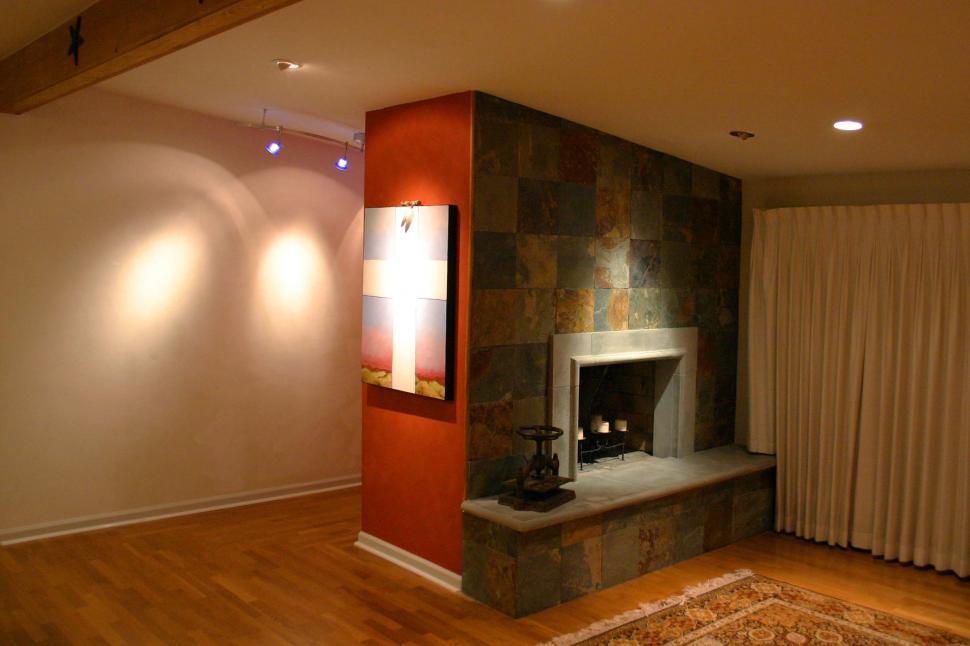 Free Image of Home interior with fire place 