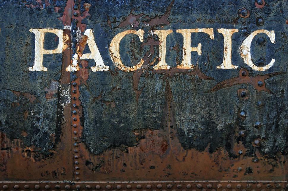 Free Image of train california union pacific rust decay rivet word metal peel locomotive decommission scrap texture 