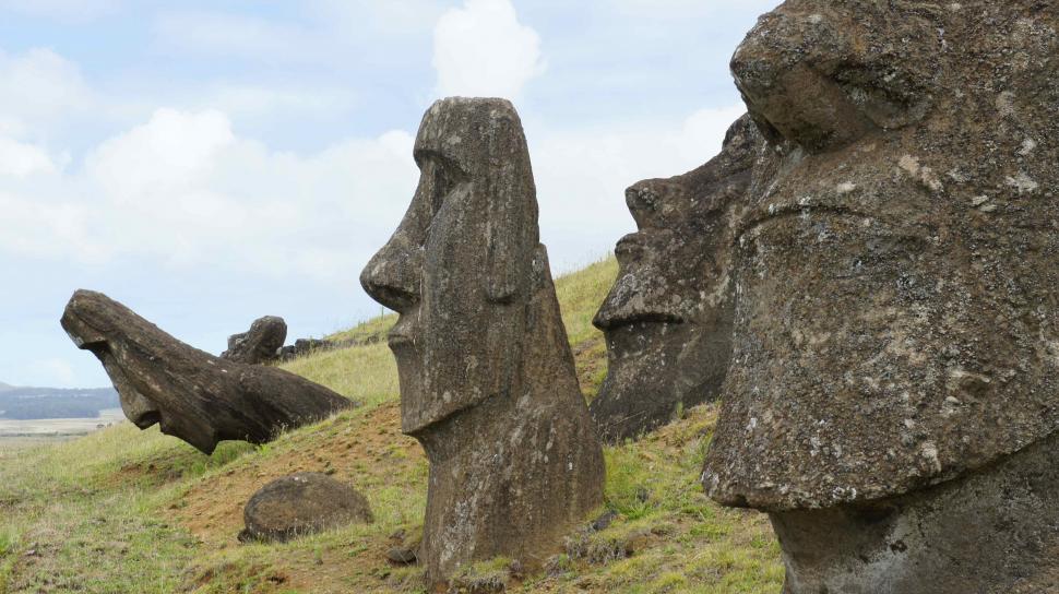 Free Image of Moai head statues of Easter Island 