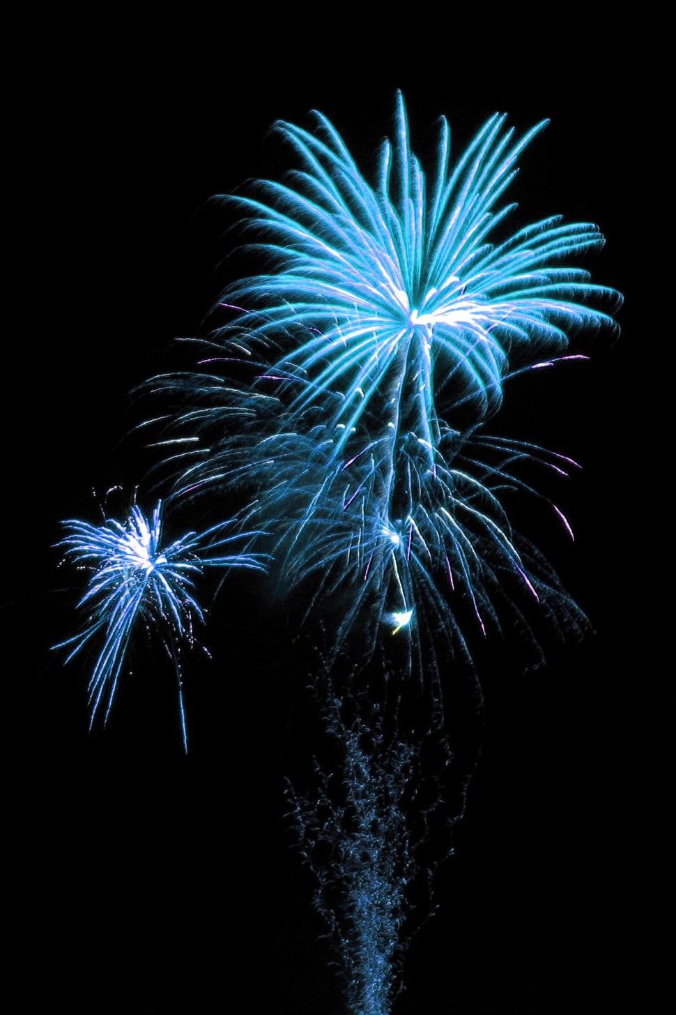 Free Image of Blue and White Firework Exploding in Night Sky 