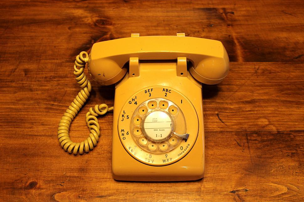 Free Image of Rotary Phone on Table 
