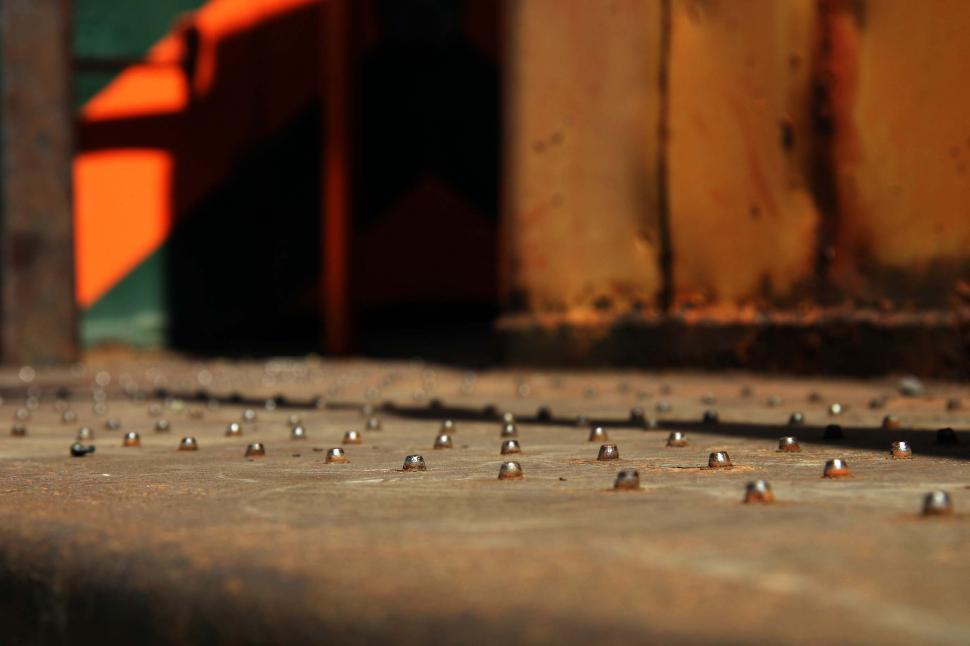 Free Image of train rust decay rivet metal peel decommission scrap texture tread floor walkway industrial dirty traction 
