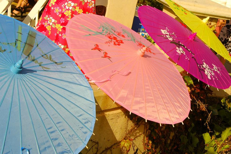 Free Image of Row of Oriental Umbrellas 