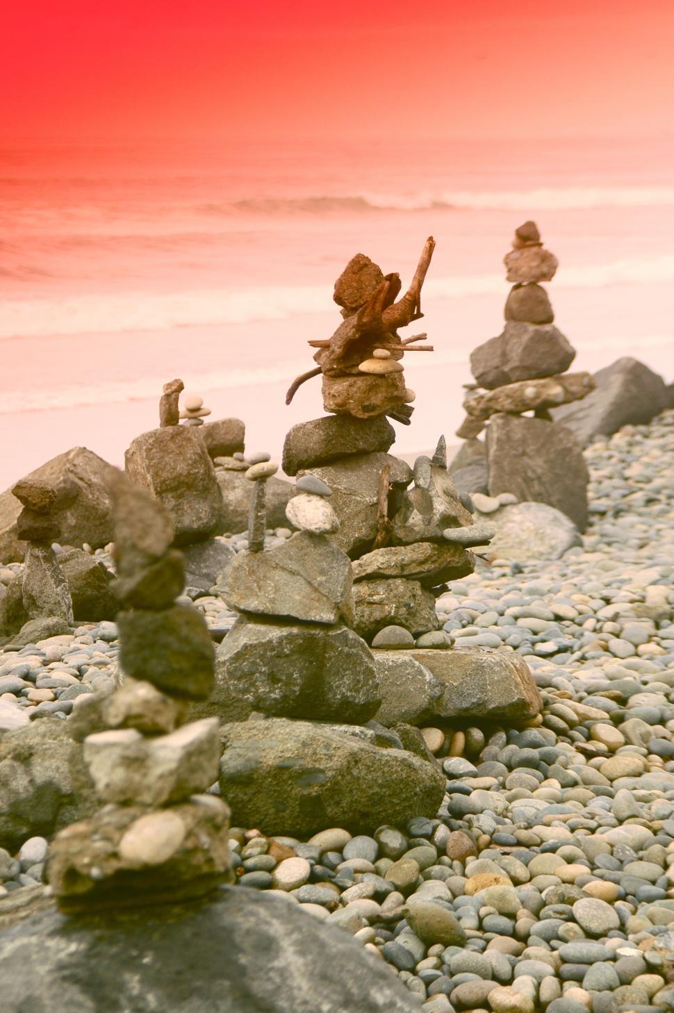 Free Image of Stacked Rock art by the Sea 