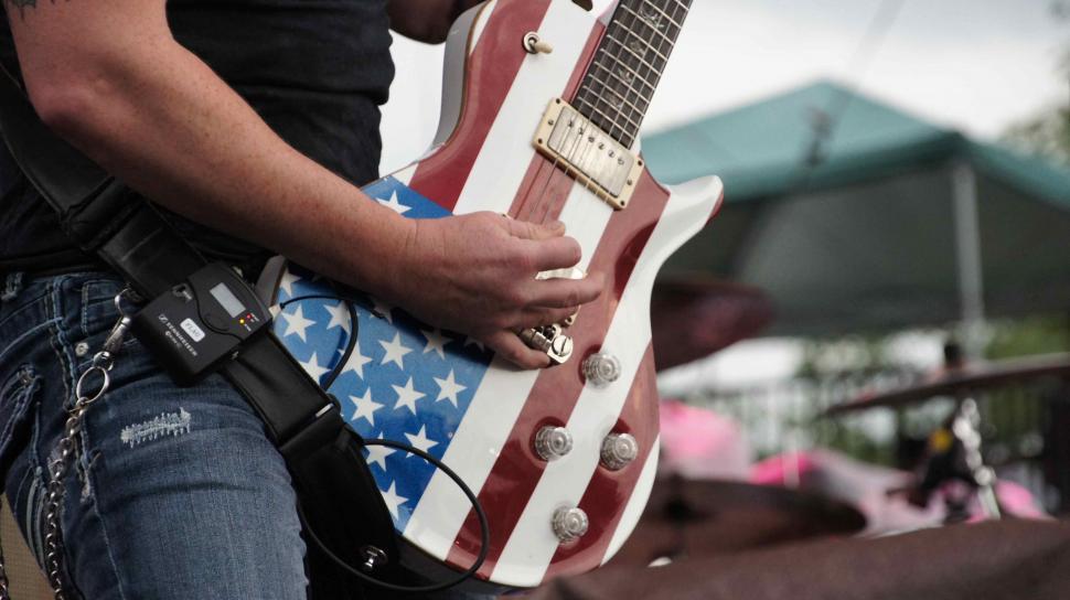Free Image of American Flag Guitar and Drums 