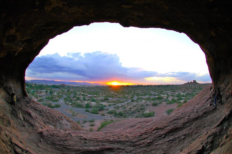 Download Free Stock Photo of Sunset through Natural Bridge Arch 