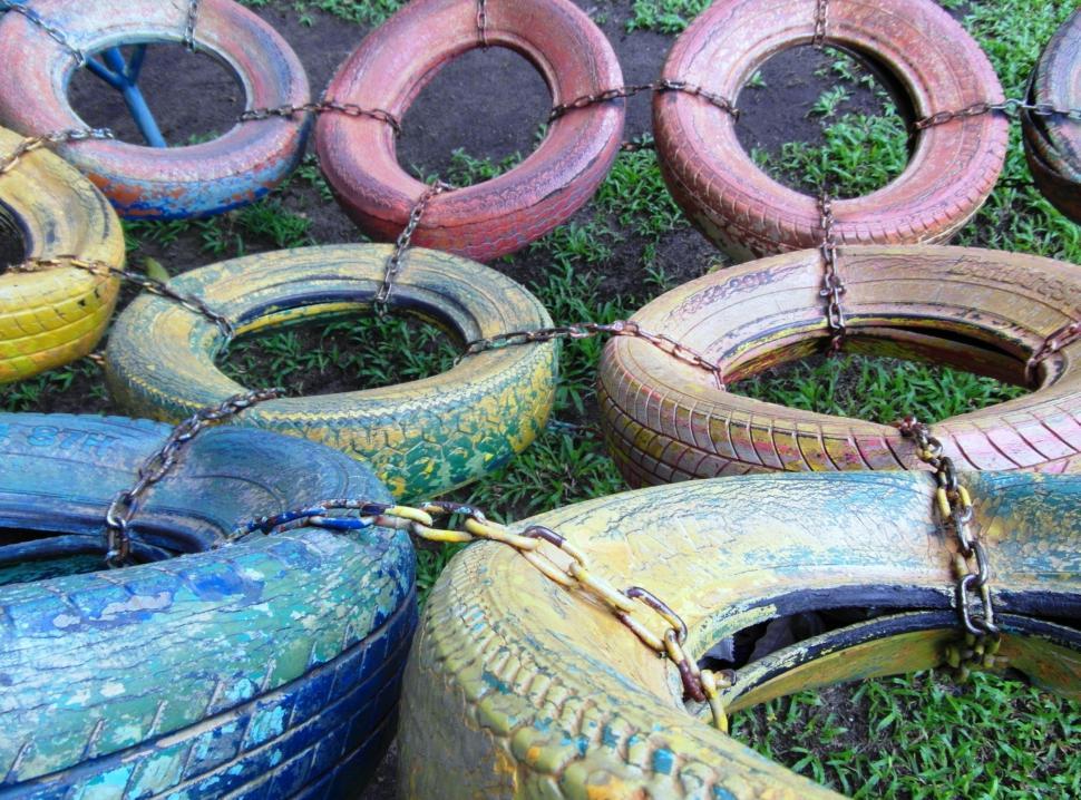 Free Image of Old Tyres Climbing Frame 