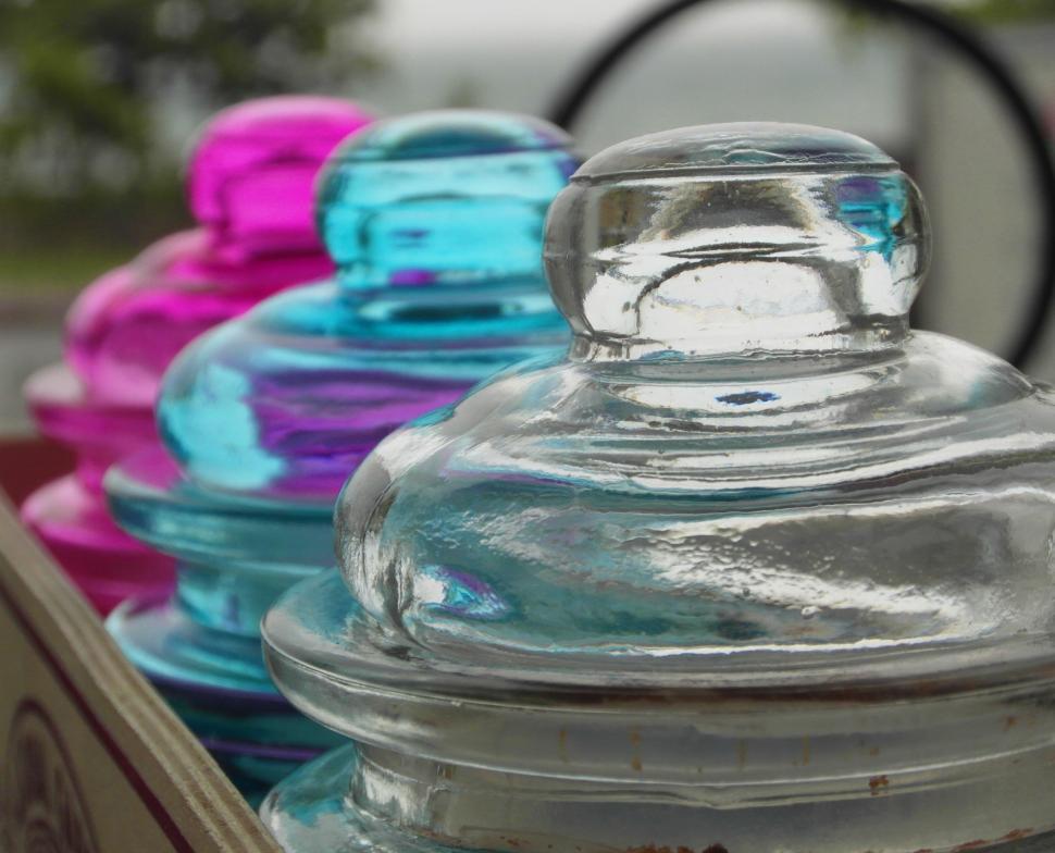 Free Image of Colored Glass Jars 