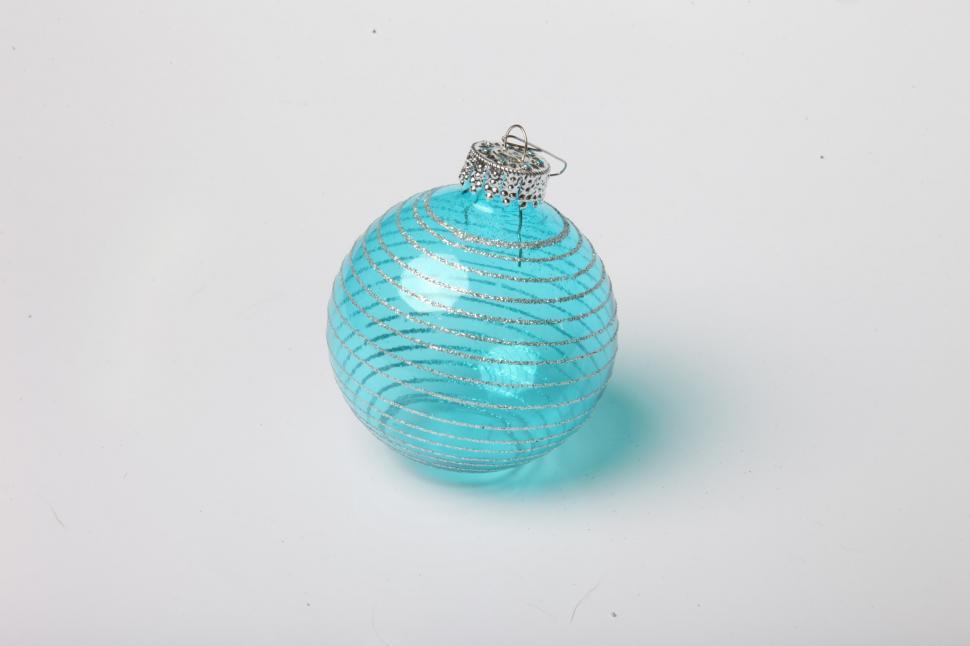 Free Image of Blue Christmas ornament on white background 