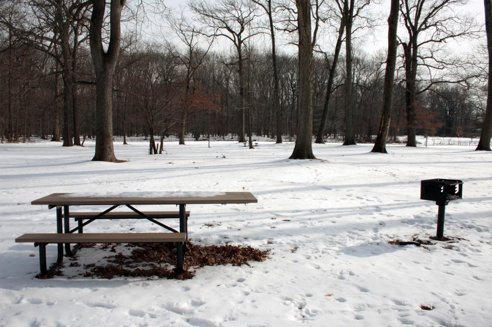 Free Image of Picnic Table in Winter 