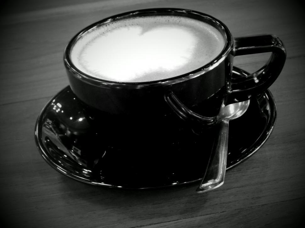 Free Image of Coffee Heart Black and White 