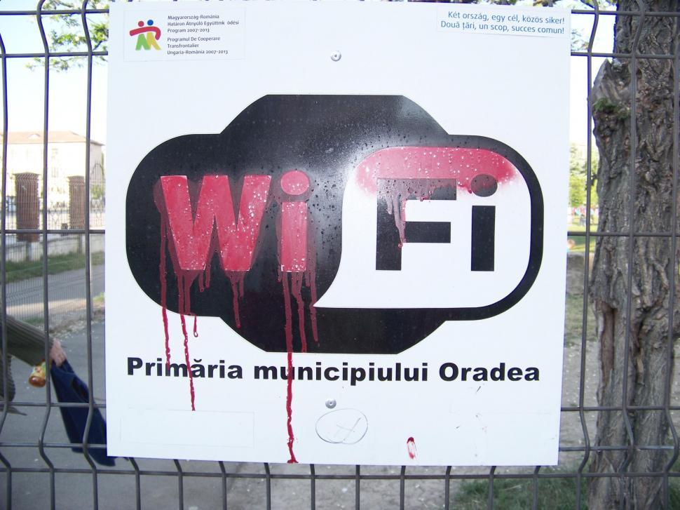 Free Image of Vandalized WiFi spot sign 