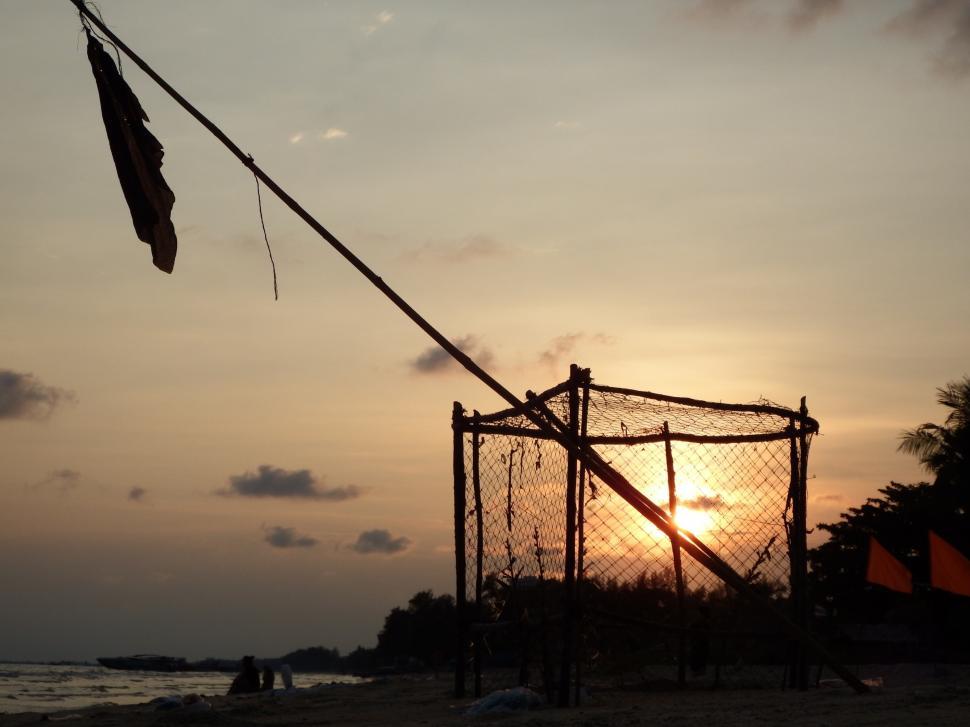Free Image of Sunset Fishing Pots / Nets 