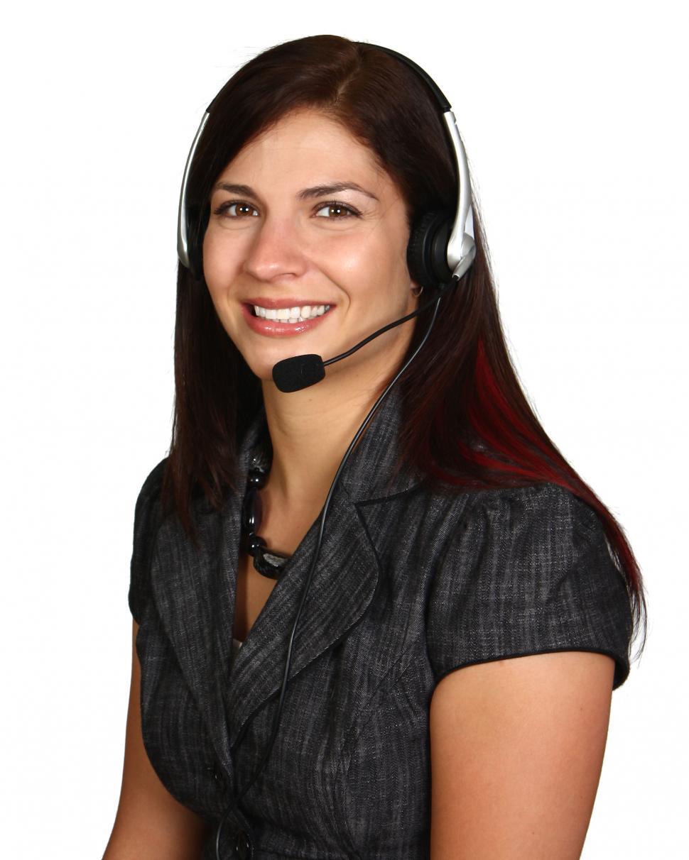 Free Image of A Beautiful Call Center Woman Isolated On A White Background 
