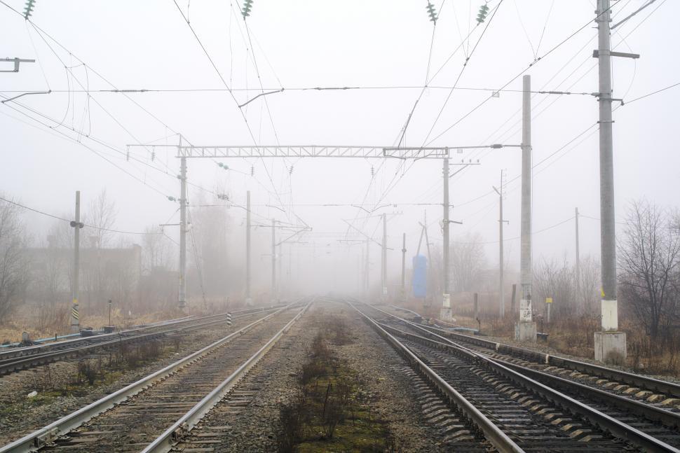 Free Image of Rails into the mist 