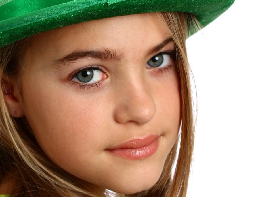 Download Free Stock Photo of A beautiful young girl dressed for Saint Patricks Day 