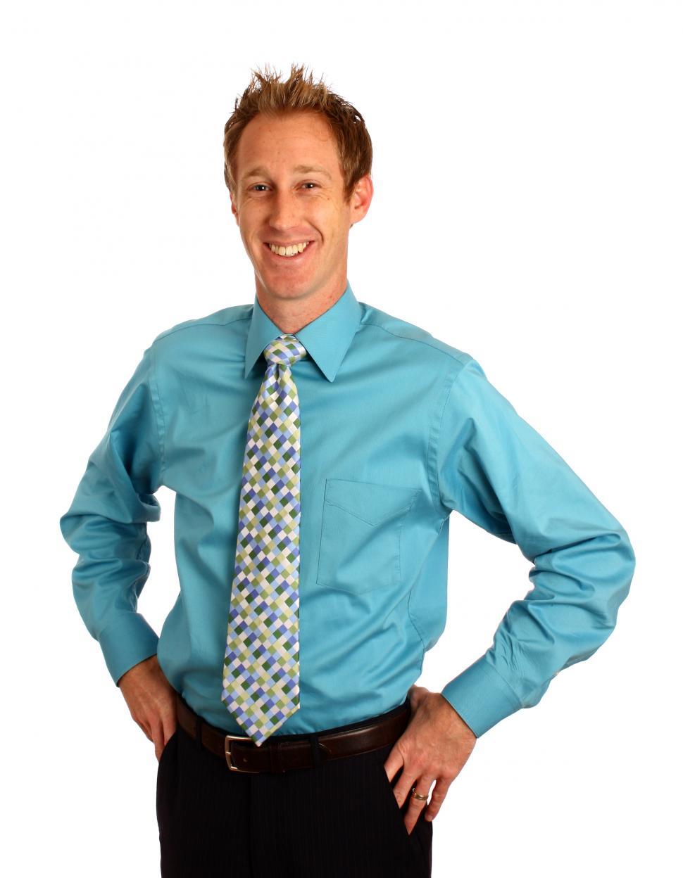 Free Image of A young businessman in a tie isolated on a white background 