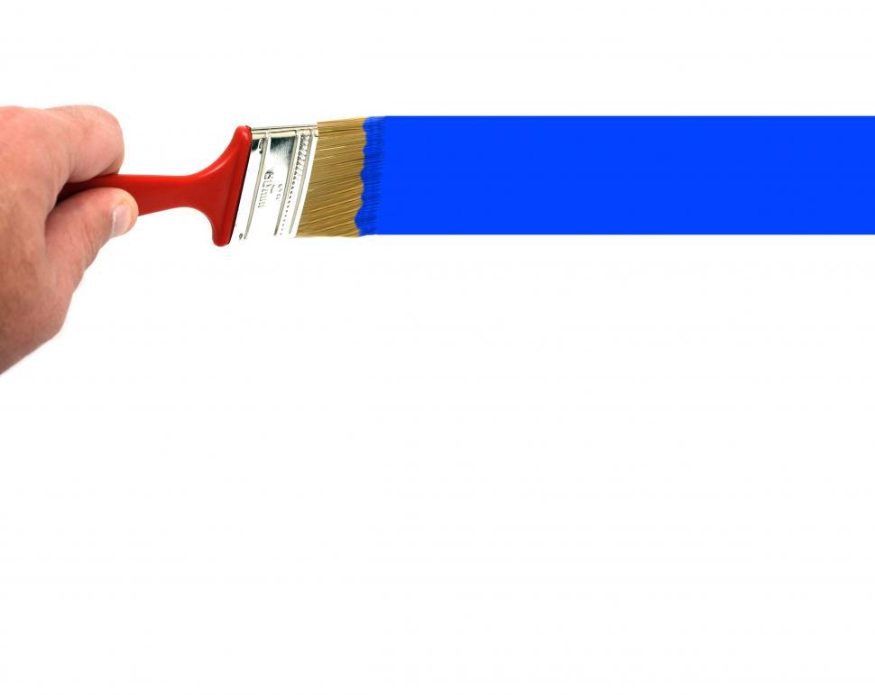 Free Image of A hand painting a blue line with a paint brush 