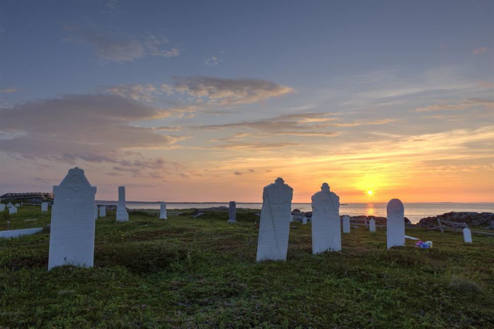 Free Image of Cemetery and Sunset Sky 