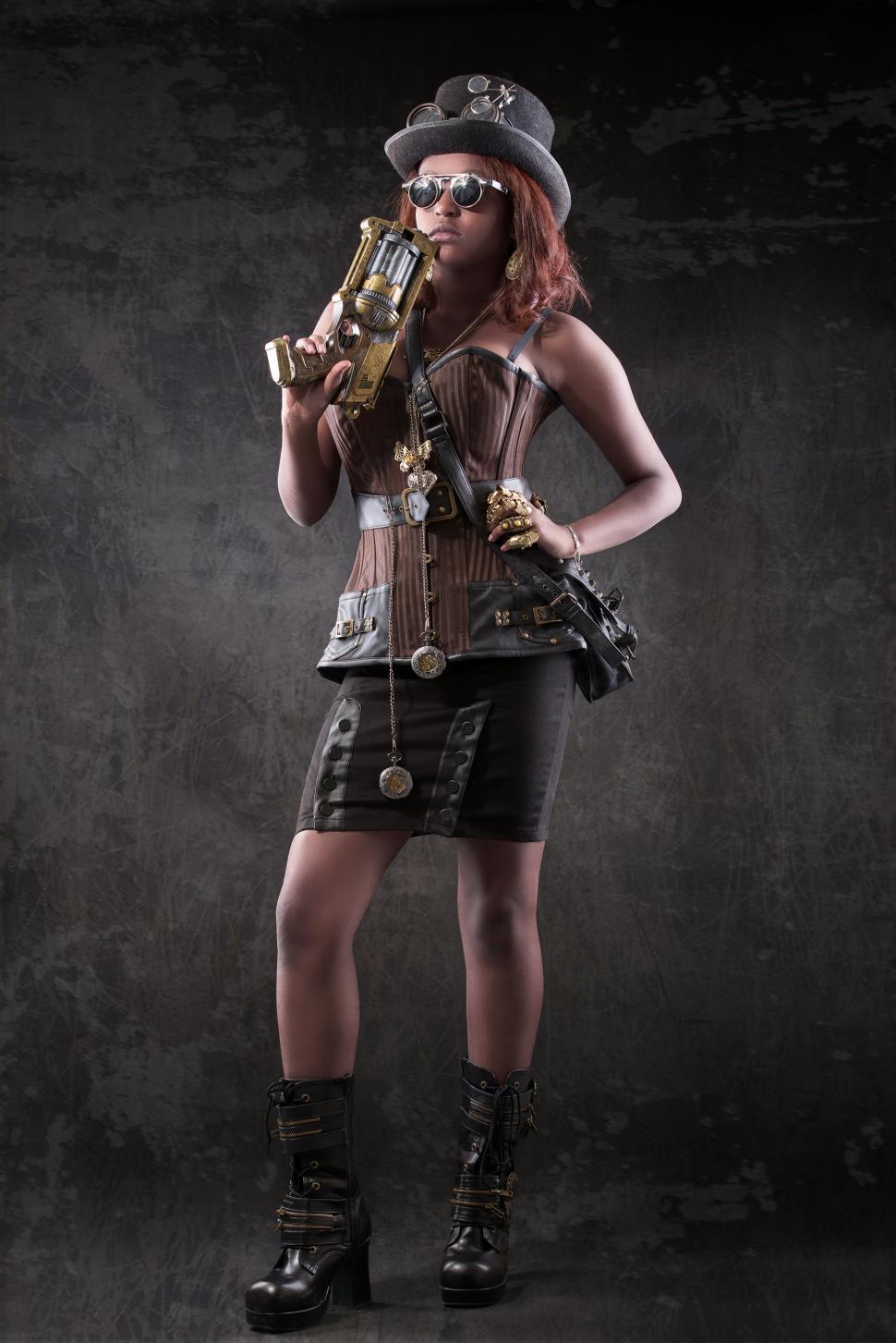 Free Image of Steampunk woman standing 
