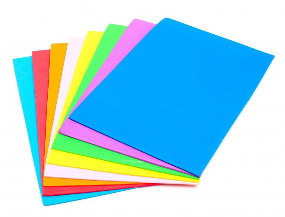 Free Image of A stack of colored squares isolated on a white background 