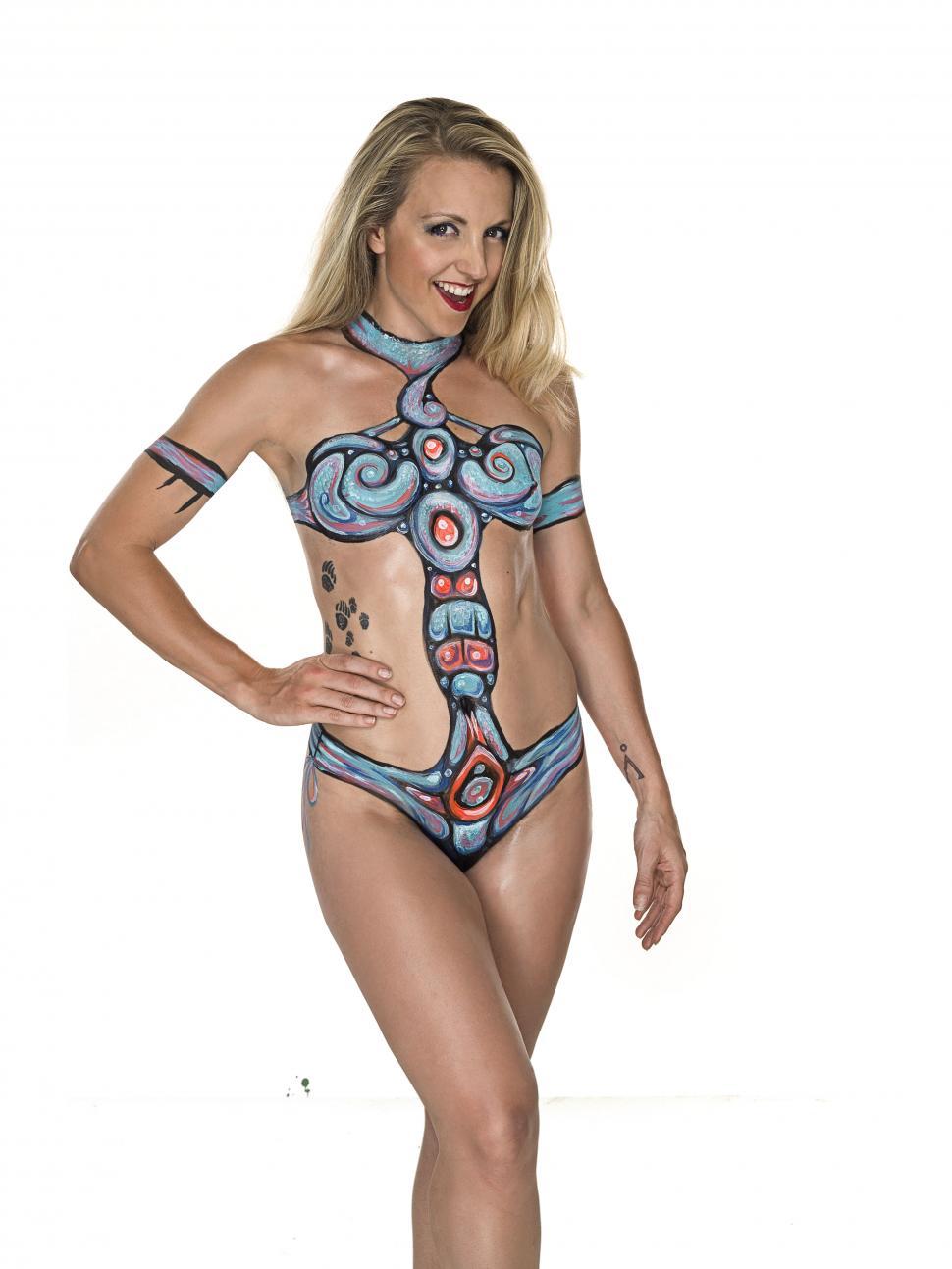 Download Free Stock Photo of Rue in the Body Painted Swimsuit 