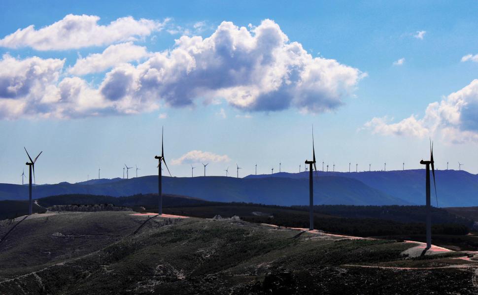 Free Image of Inland wind farm in central Portugal 