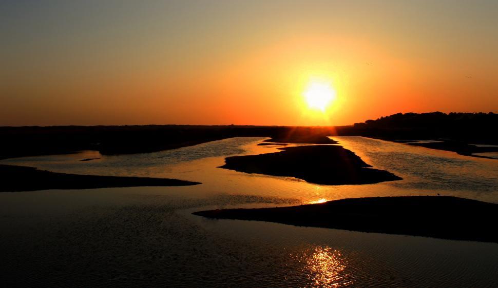 Free Image of Sunset over the Ria Formosa Natural Park, near Faro in Algarve,  