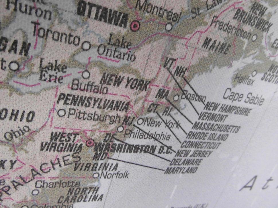 Free Image of USA Map (East Coast) 