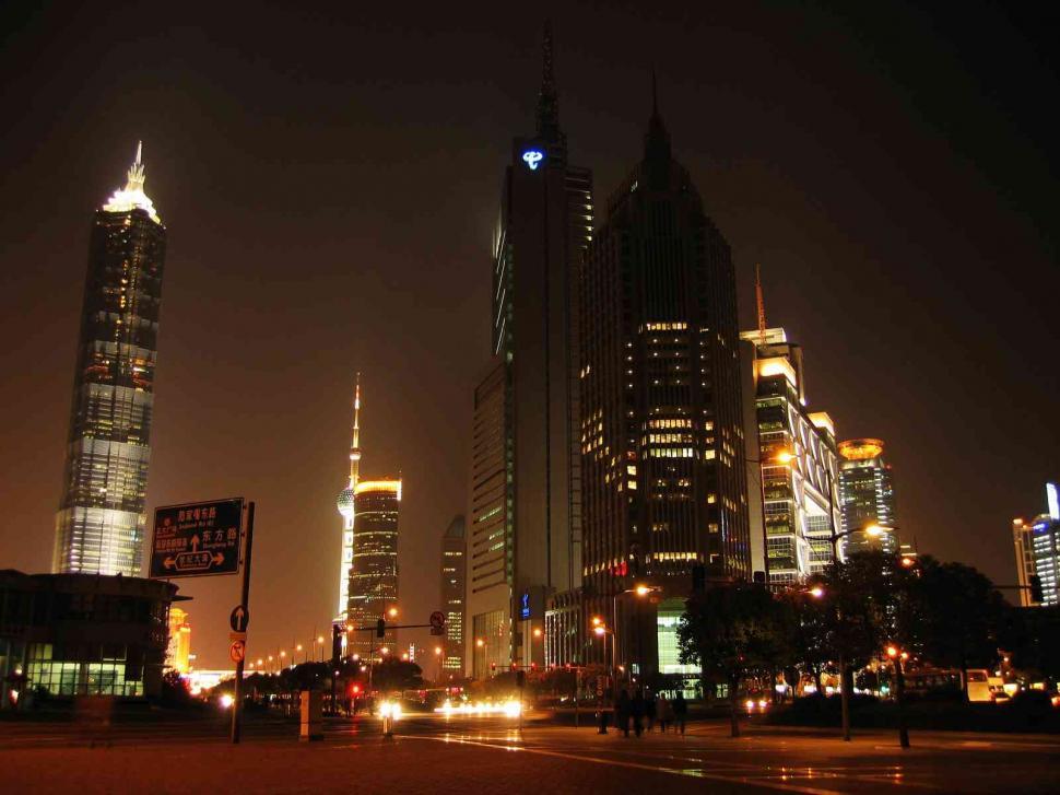 Free Image of Night of Pudong city 