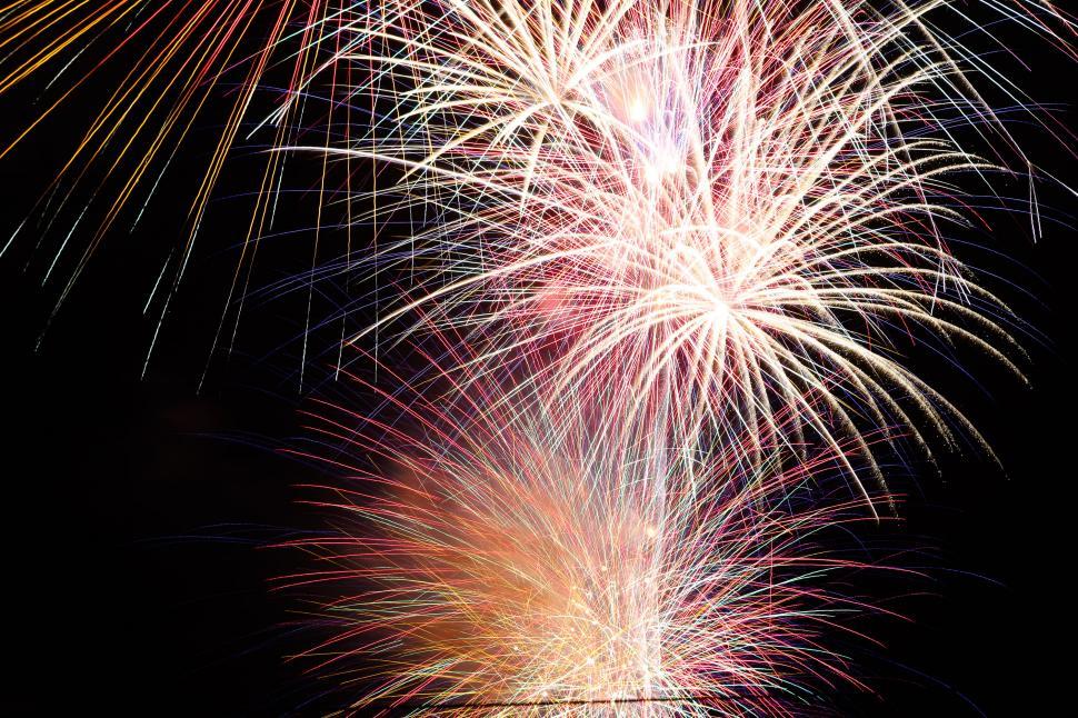 Free Image of Fireworks shine in night 