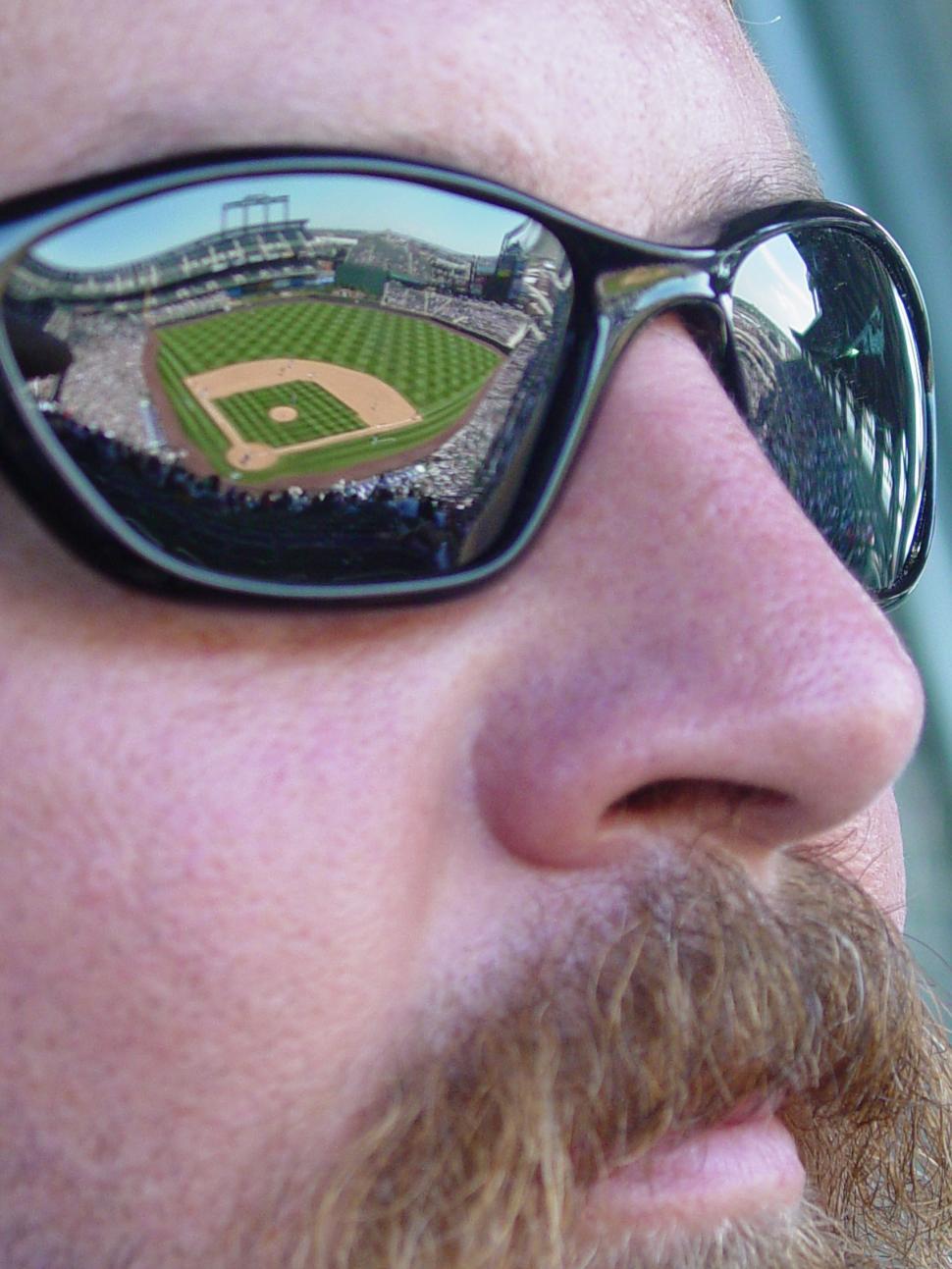 Free Image of Baseball Field Reflection in Sunglasses 