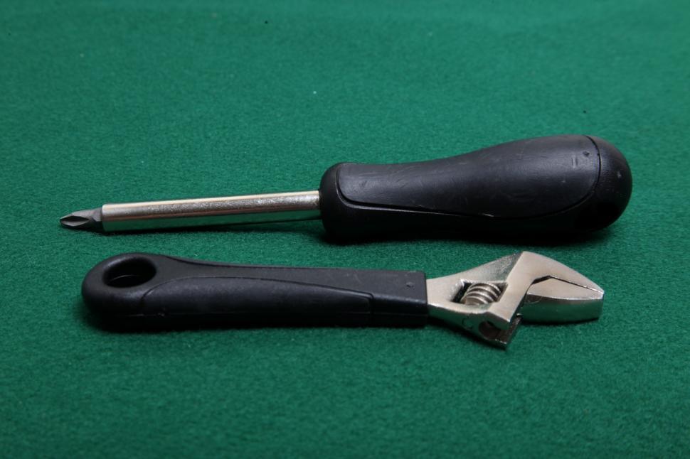 Free Image of Screwdriver and cresecent wrench 