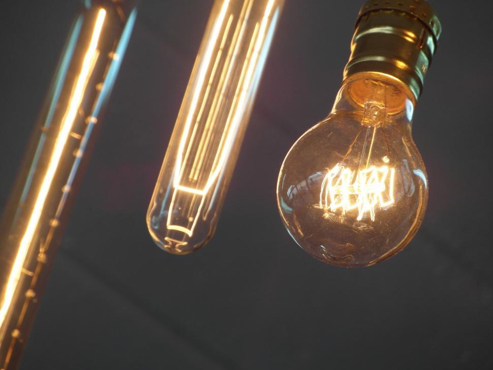 Free Image of Three Bright Edison Light Bulbs 