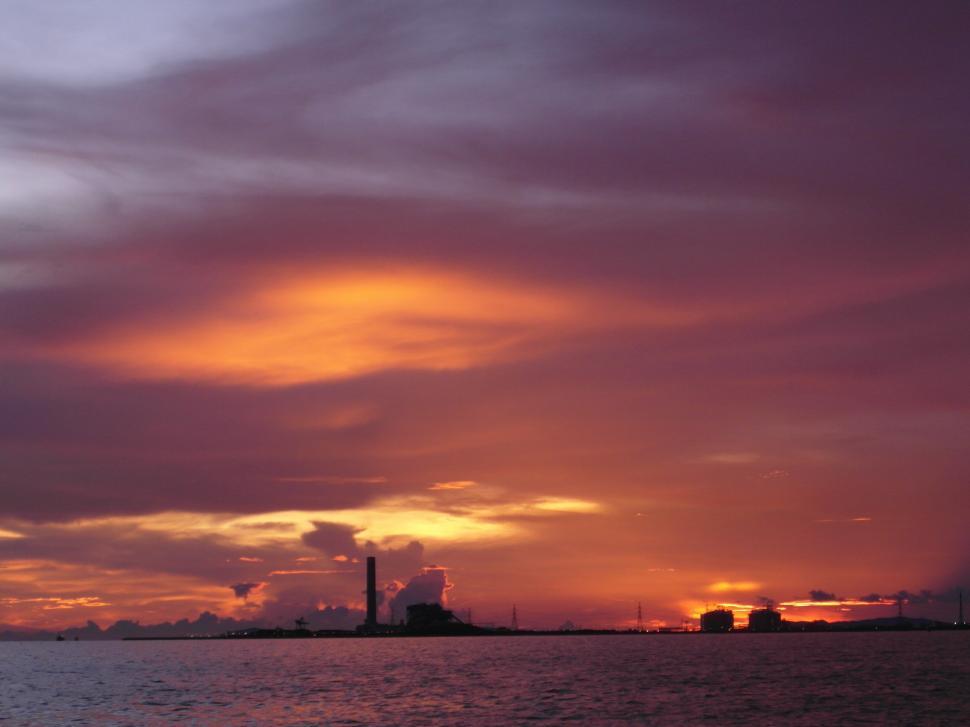 Free Image of Oil Terminal at Sunset 