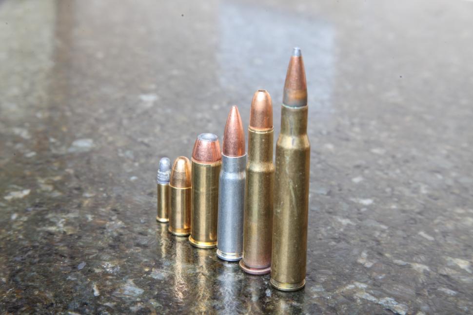 Free Image of Several calibers of bullets. 