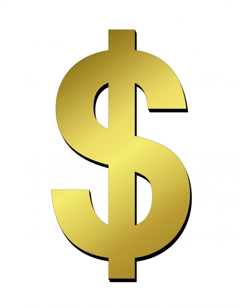 Free Image of Dimensional Gold Dollar Sign  