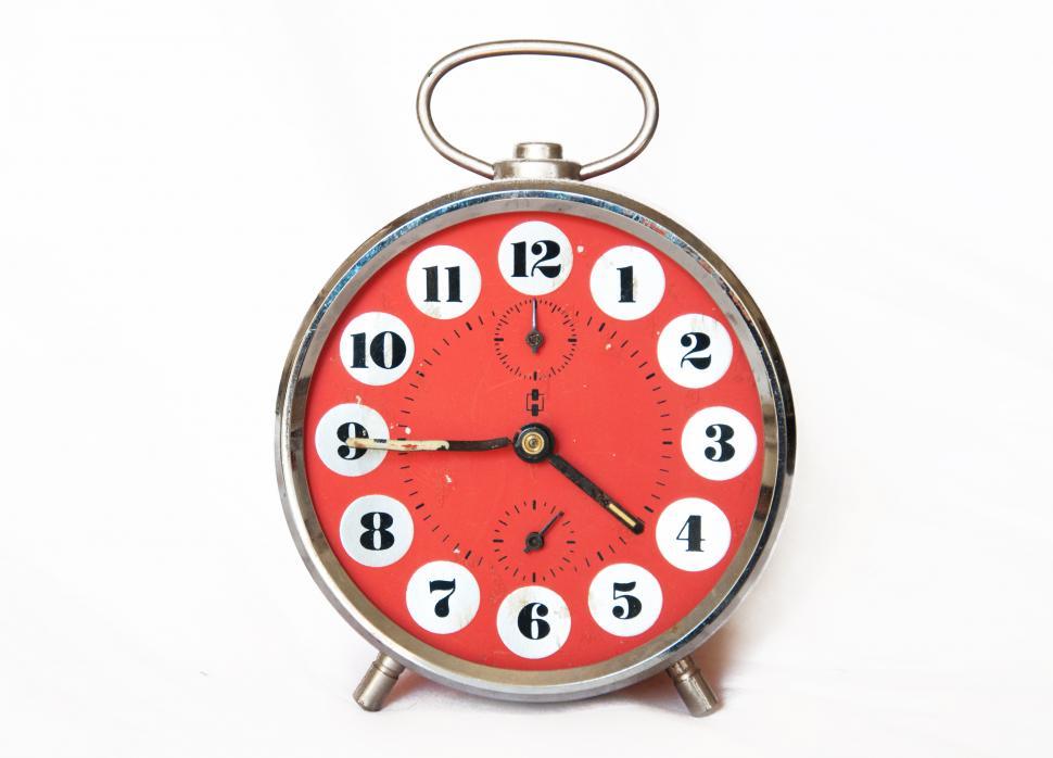 Free Image of Orange old style alarm clock isolated on white 
