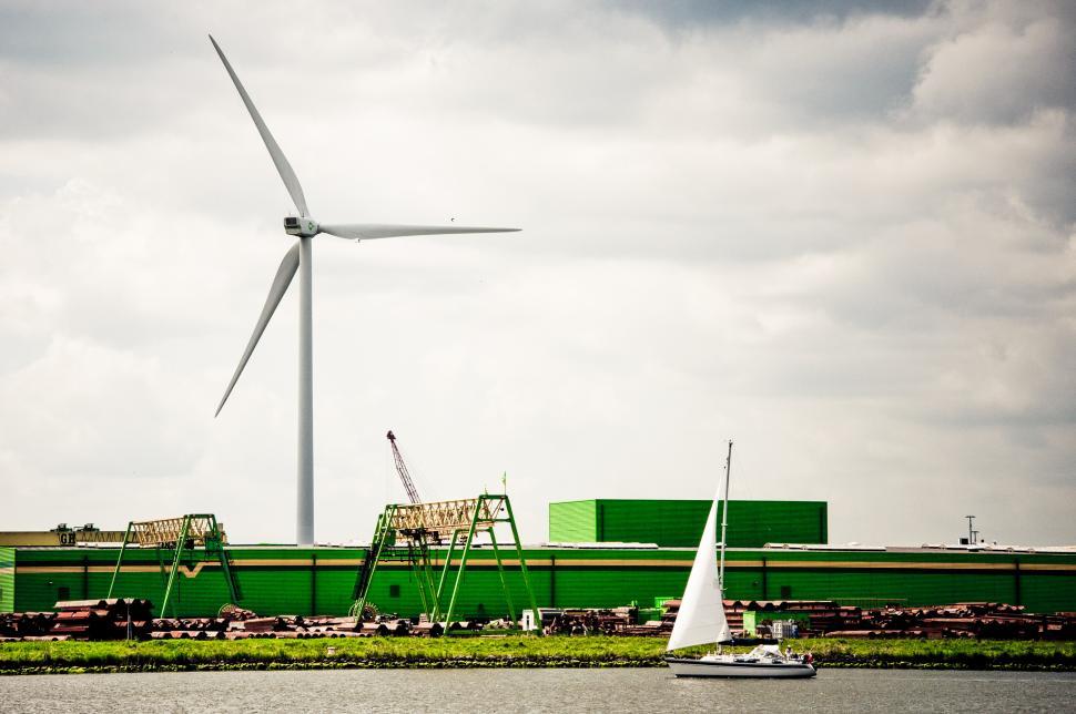 Free Image of windmill and factory 