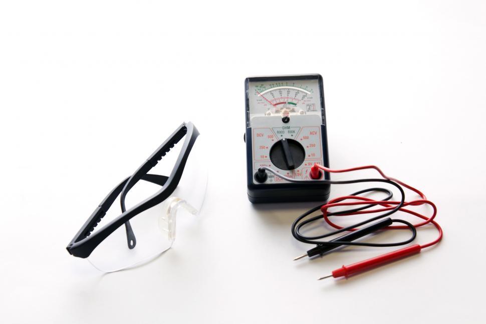 Free Image of Electrical safety - glasses and meter 