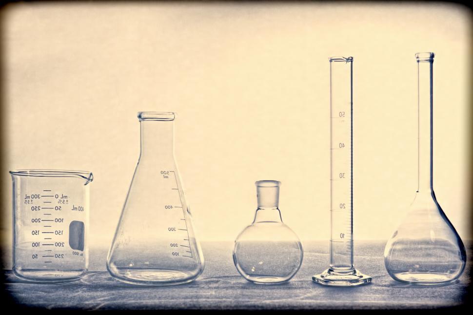 Download Free Stock Photo of Retro style chemistry glassware 
