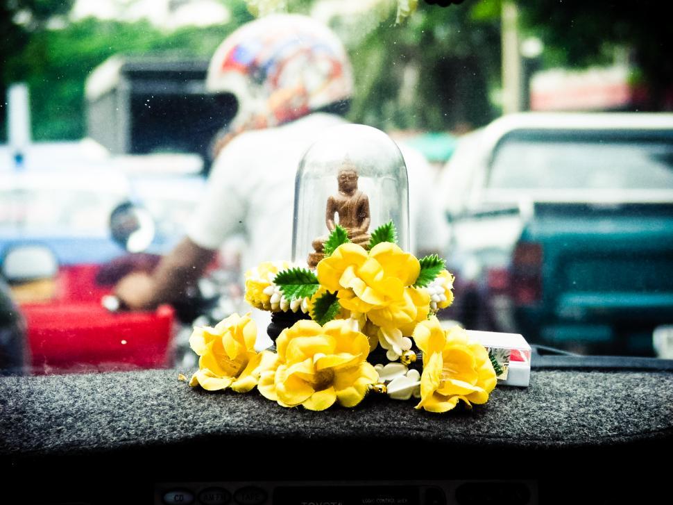Free Image of buddhist symbol in car Thailand 