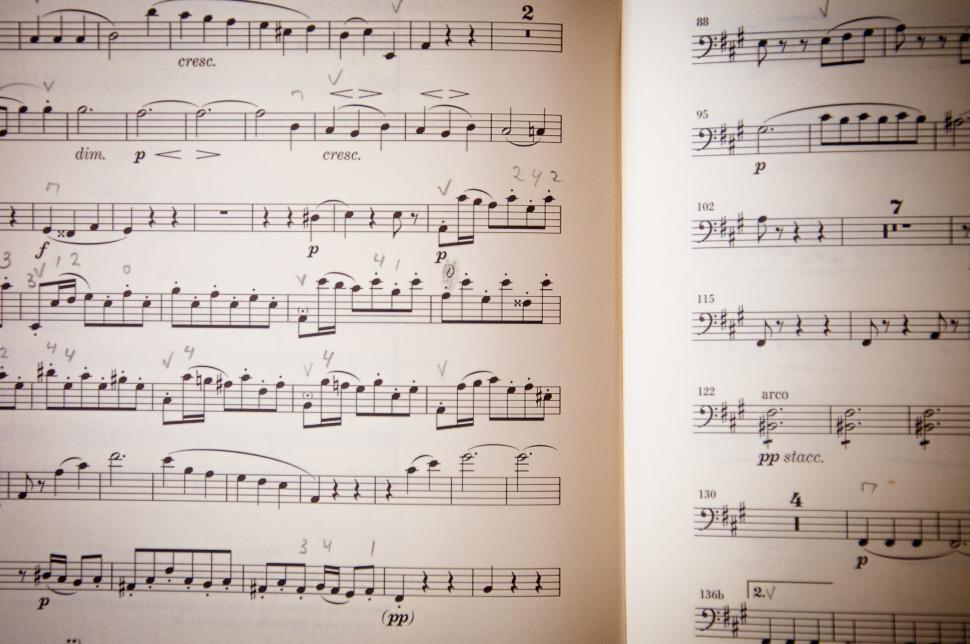 Free Image of OPen music book and notes 