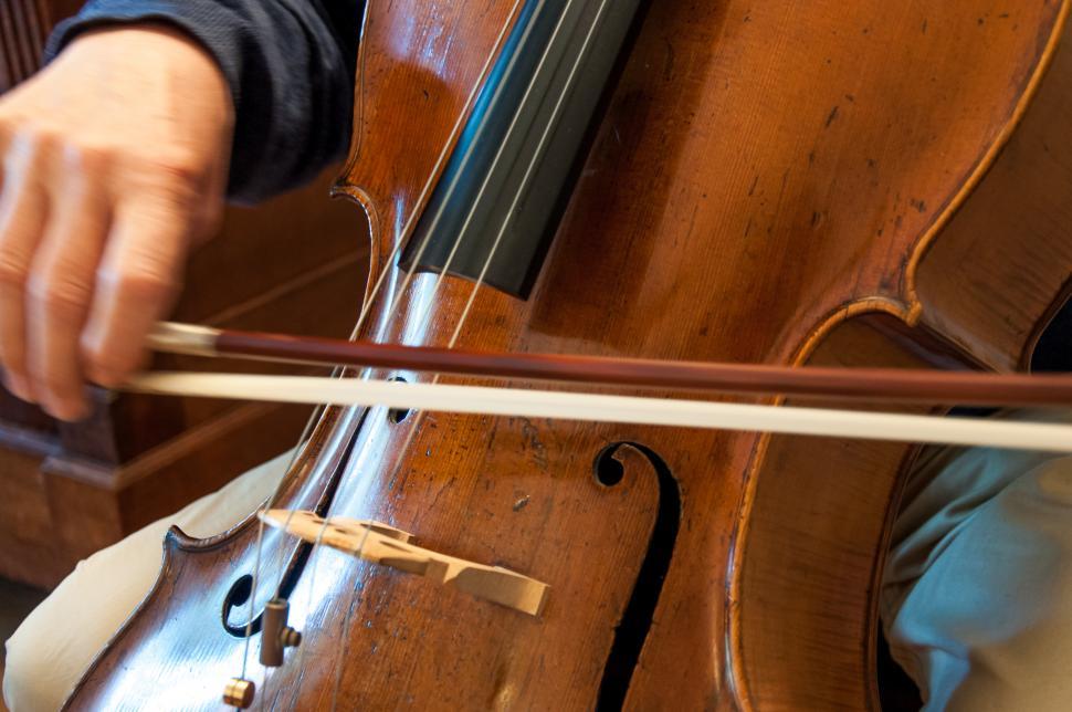 Free Image of Cello professional player with symphony orchestra 