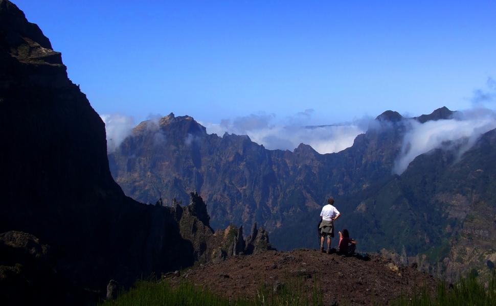 Free Image of Couple enjoying the view in the mountains - Madeira Island, Port 