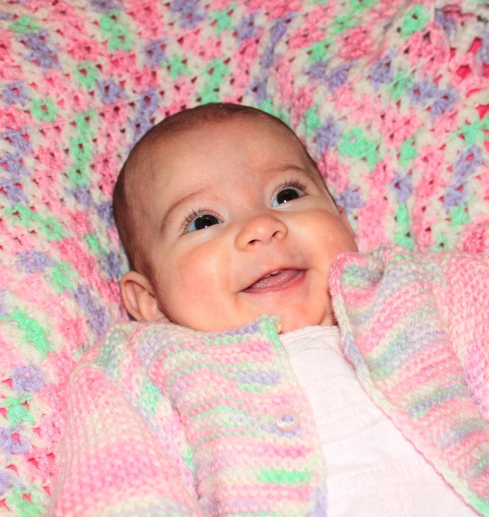 Free Image of Happy baby lying on a blanket 