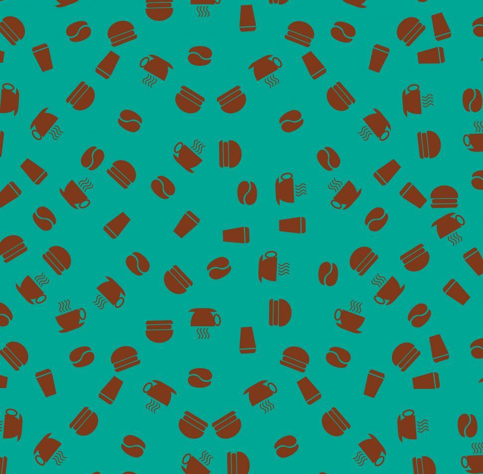 Free Image of Coffee objects pattern background - Teal tone 