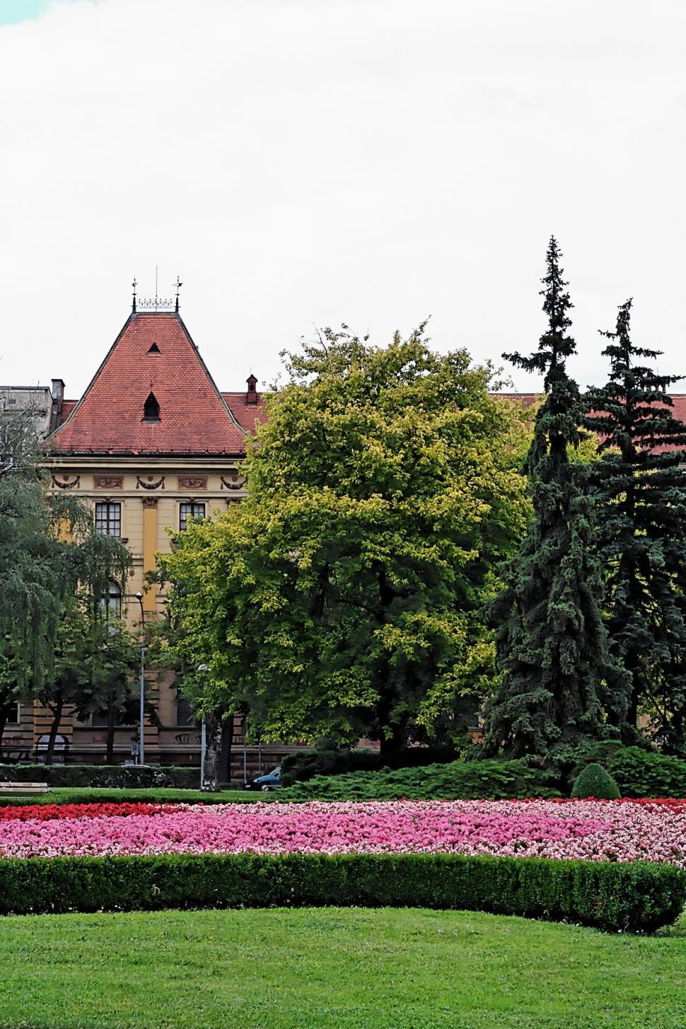 Free Image of The museum and the flowers 