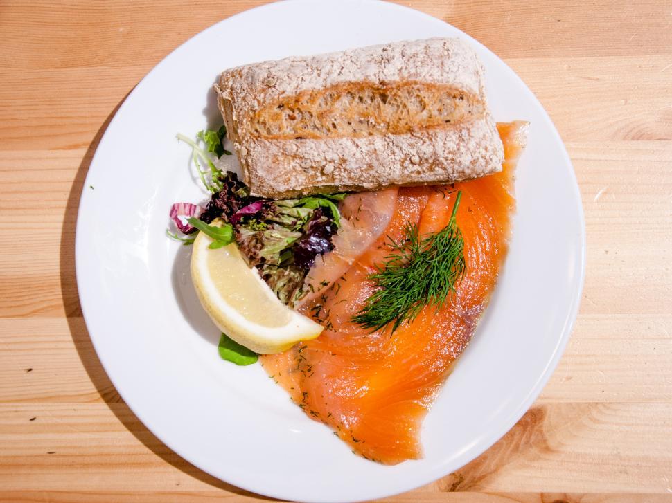 Free Image of Salmon on a bread with horseradish 